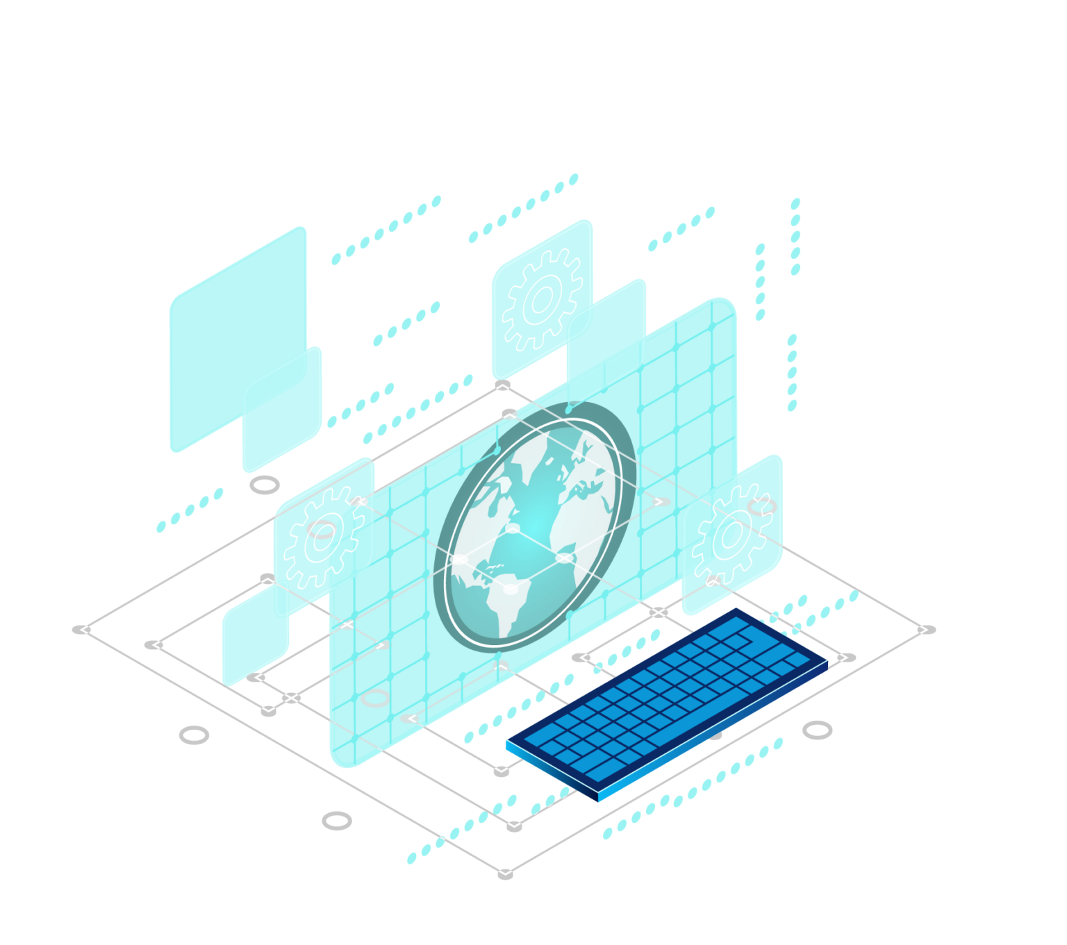 3D image of a computer to denote Key Features of Globalgig's Managed SD WAN