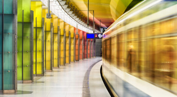 Colourful subway station in Munich Germany